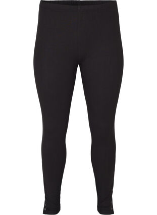 Viscose leggings with press studs, Black, Packshot image number 0