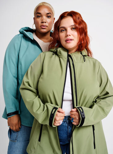 Short softshell jacket with pockets, Oil Green, Image image number 0