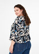 Viscose blouse with print and smock, Black, Model image number 2