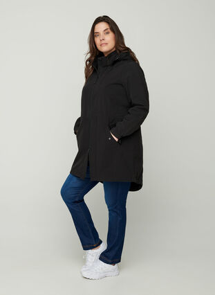 Hooded softshell jacket, Black solid, Model image number 5