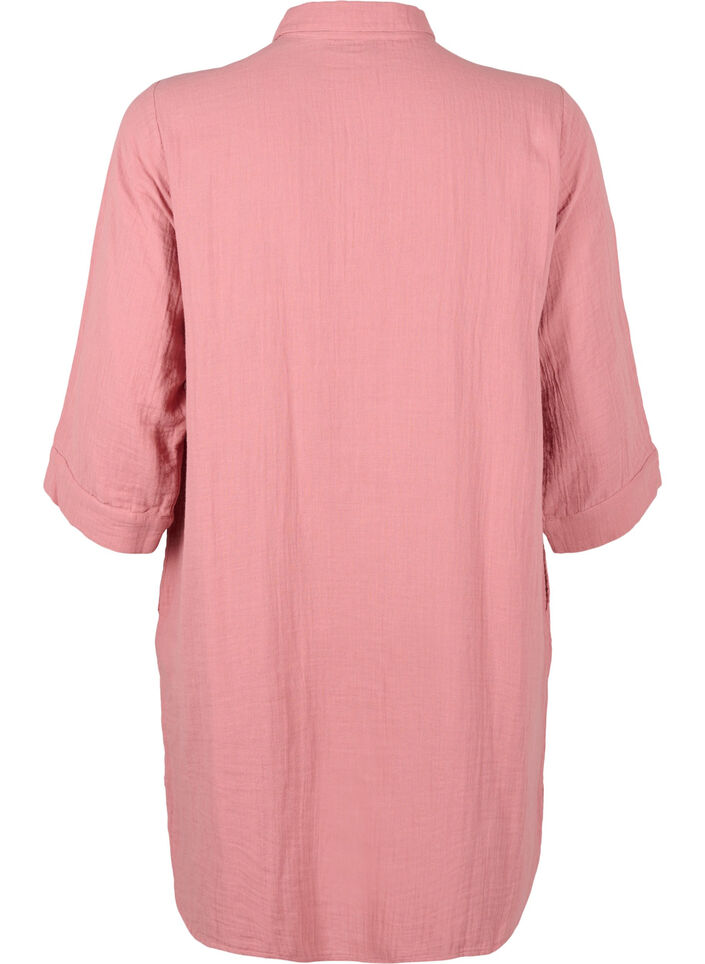 Long shirt in cotton muslin, Old Rose, Packshot image number 1