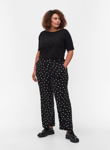 Lose viscose pants with paisley print, Black Dot, Model image number 0