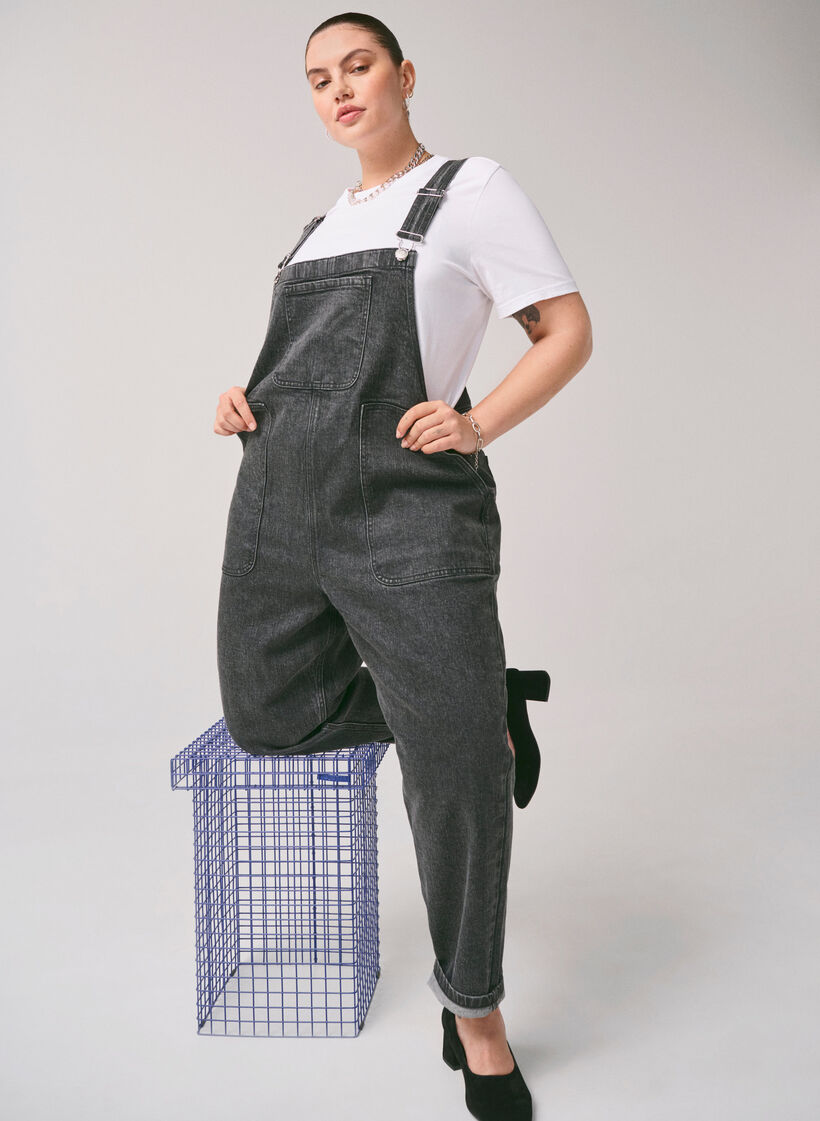 Denim overalls, Dark Grey Denim, Image image number 0