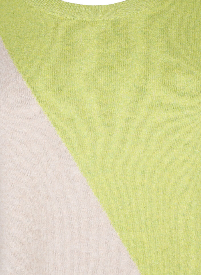 Knitted blouse with round neck and colorblock, Tender Shoots Comb, Packshot image number 2