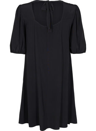 Viscose dress with back detail, Black, Packshot image number 1