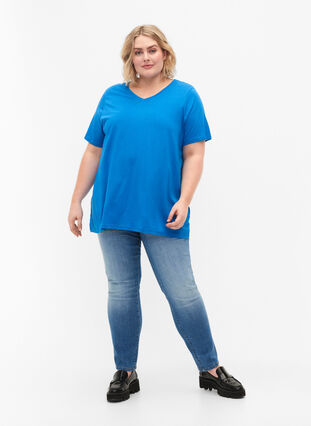 Short sleeve t-shirt with a-shape, French Blue, Model image number 2