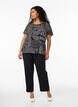 FLASH - Short sleeve viscose blouse with print, Black, Model image number 1