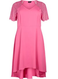 Midi dress with short lace sleeves