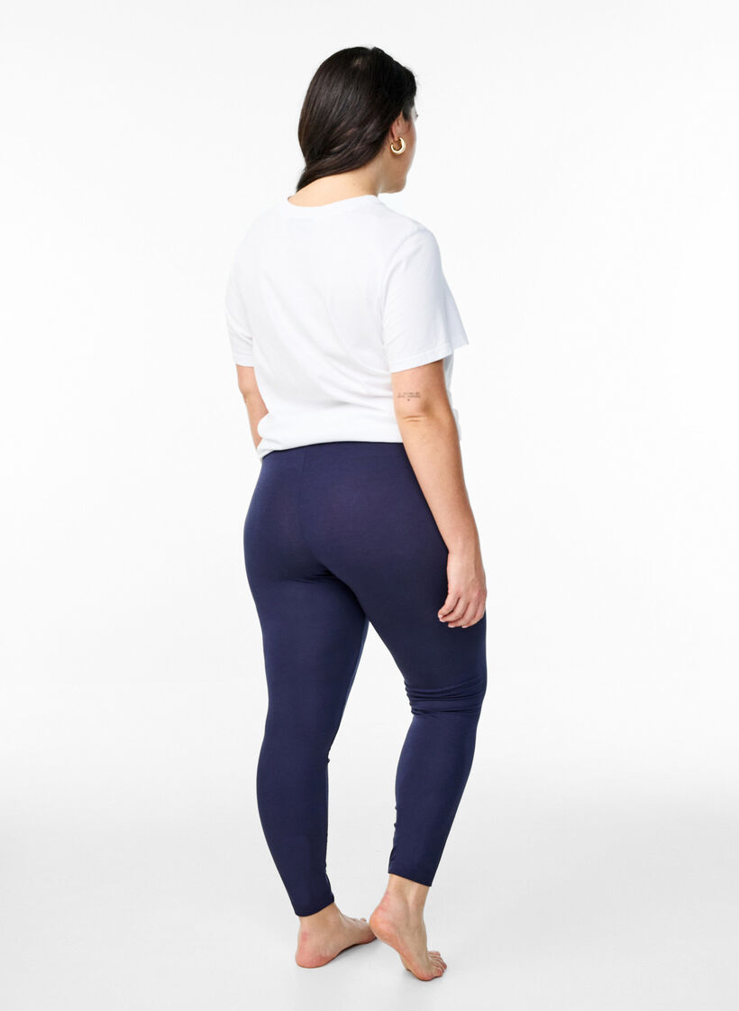 Basic viscose leggings, Blue, Model image number 2
