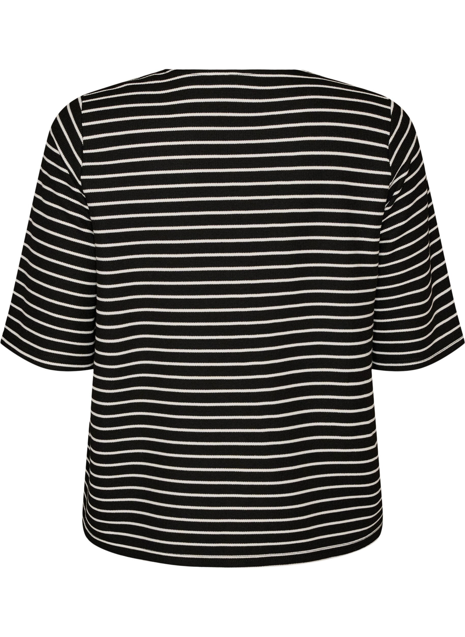 ZizzifashionBlouse with a ribbed texture and button closure, Black, Packshot image number 1