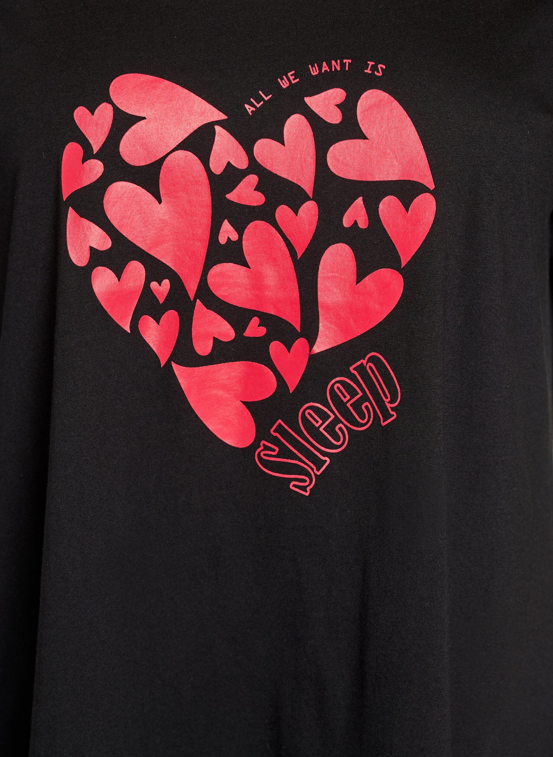 Zizzifashion Short-sleeved nightgown in organic cotton, Black, Packshot image number 2