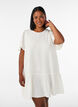 Cotton short-sleeved dress with a-line cut, Vanilla, Model image number 0