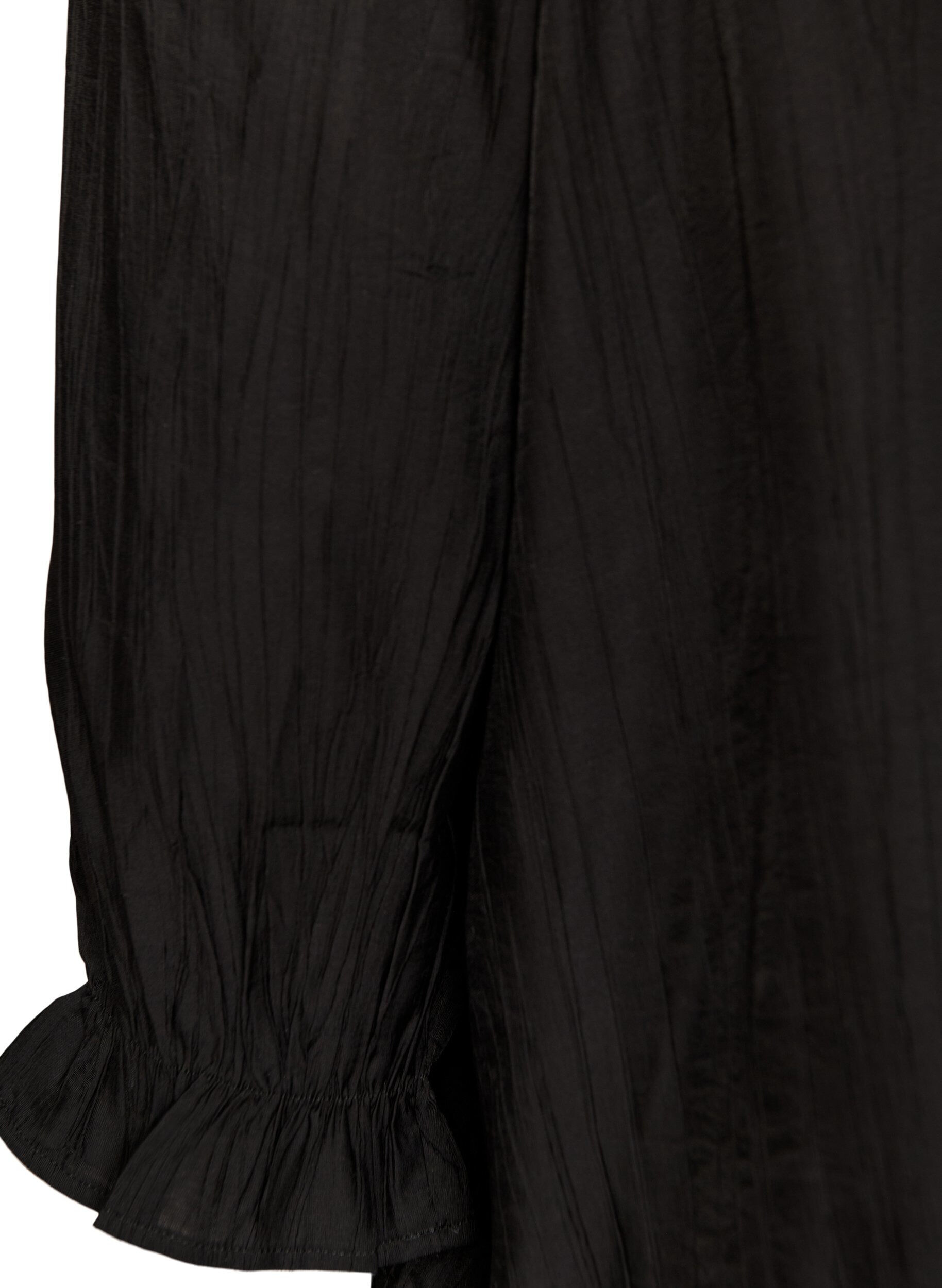 Zizzifashion Viscose blouse with a square neck and 3/4-sleeves, Black, Packshot image number 3