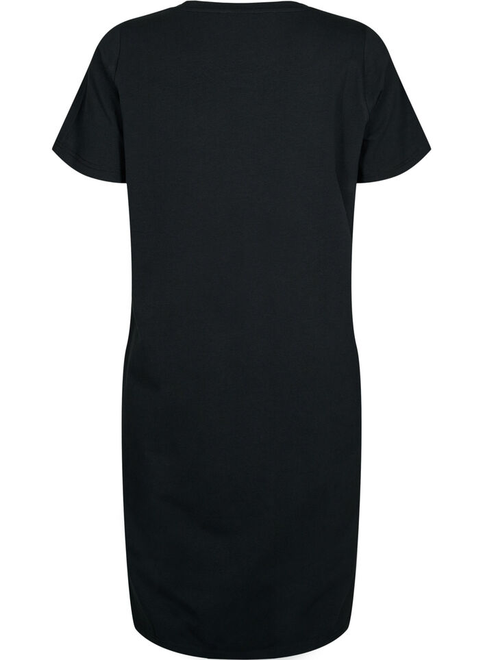 Cotton dress with short sleeves, Black, Packshot image number 1