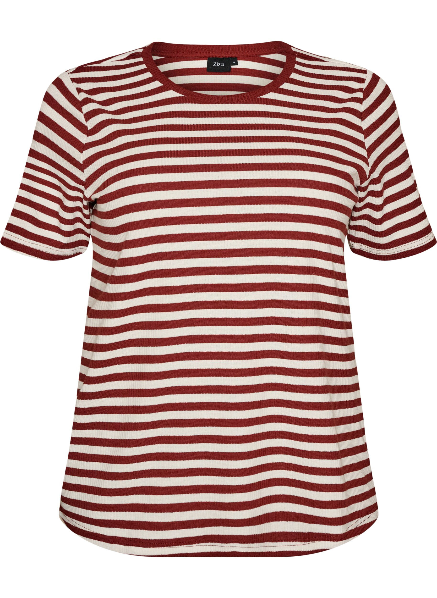 ZizzifashionStriped T-shirt with ribbed texture, Red, Packshot image number 0