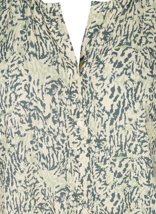 Printed short-sleeved viscose blouse, Balsam Green AOP, Packshot image number 2
