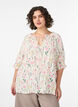 Floral viscose blouse with half-length sleeves, Vanilla, Model image number 0