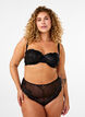 Mesh Brazilian panties with embroidery, Black, Model image number 0