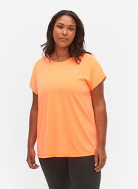 Short sleeved workout t-shirt, Neon Orange, Model