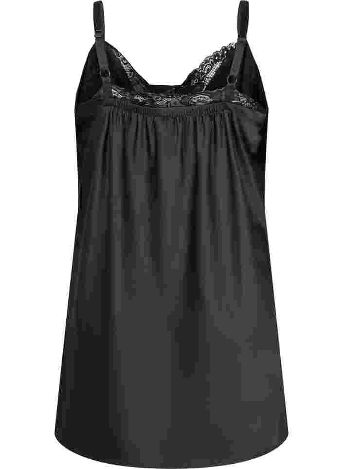 Support the breasts - Nightgown with laces, Black, Packshot image number 1