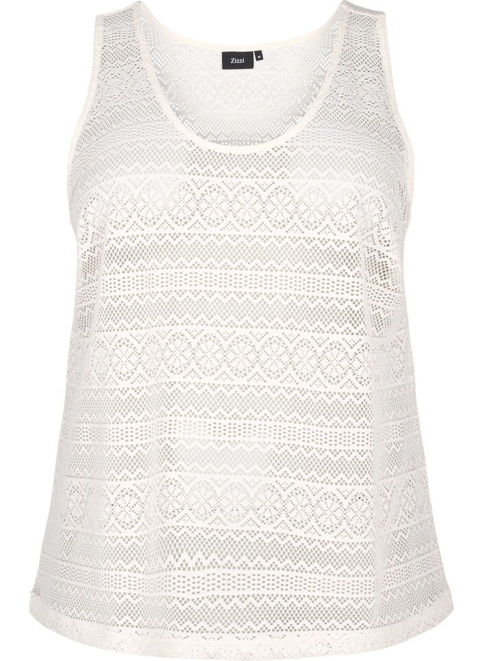 Sleeveless top with hole pattern, Off White, Packshot image number 0