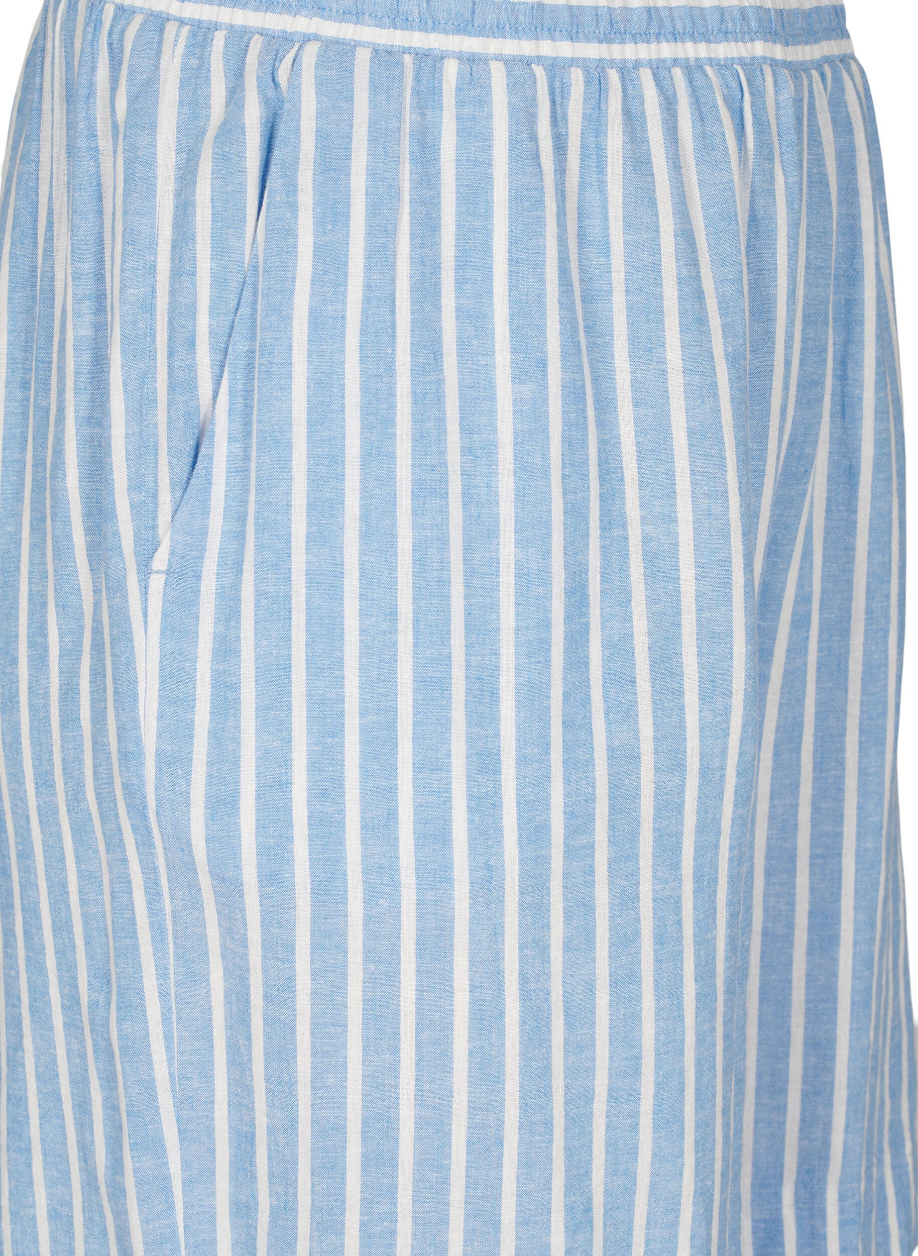 Zizzifashion Striped shorts in linen and viscose, Light Blue, Packshot image number 2