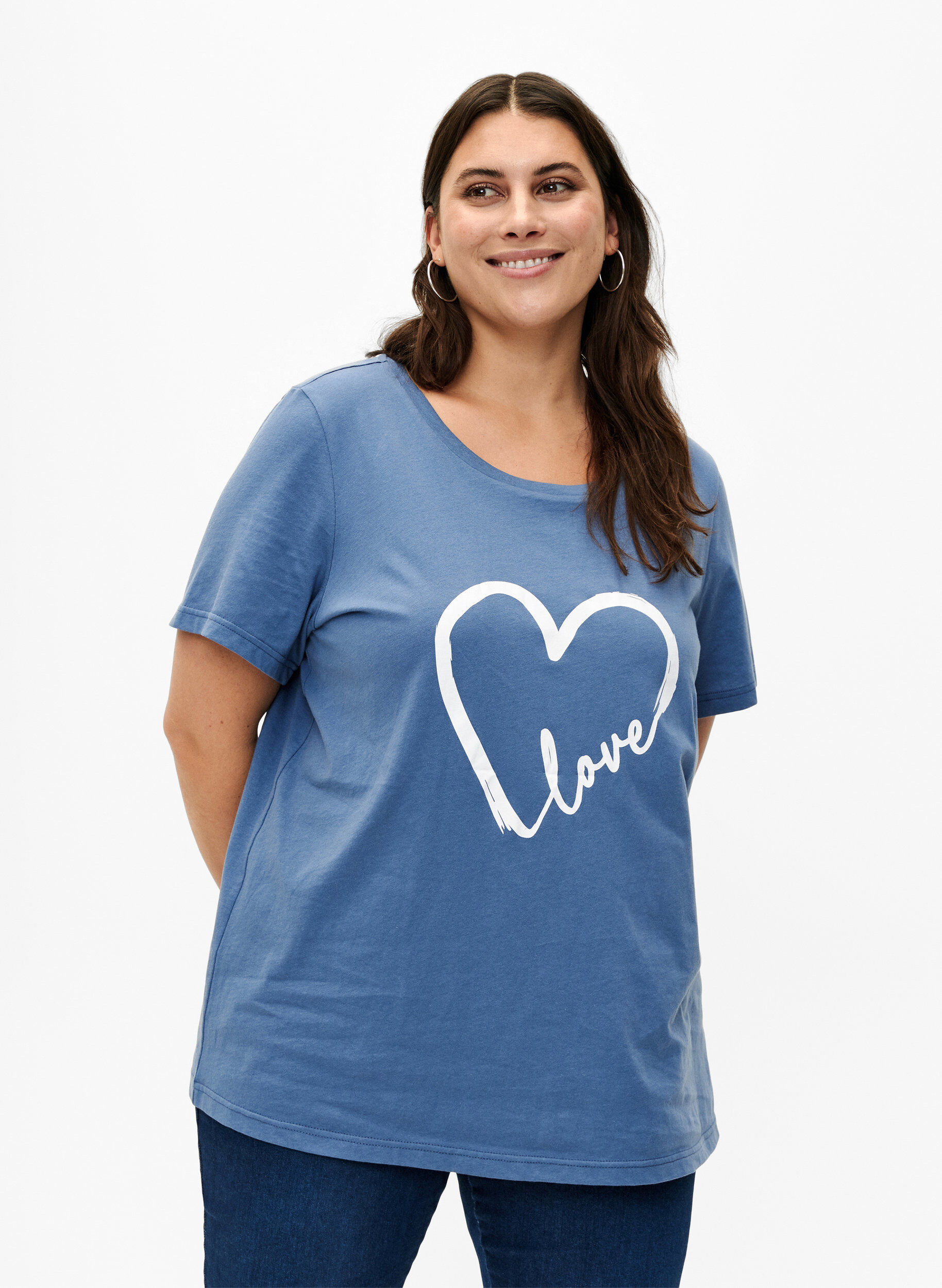 Zizzifashion Crew neck cotton T-shirt with print, Moonlight W.Heart L., Model image number 0