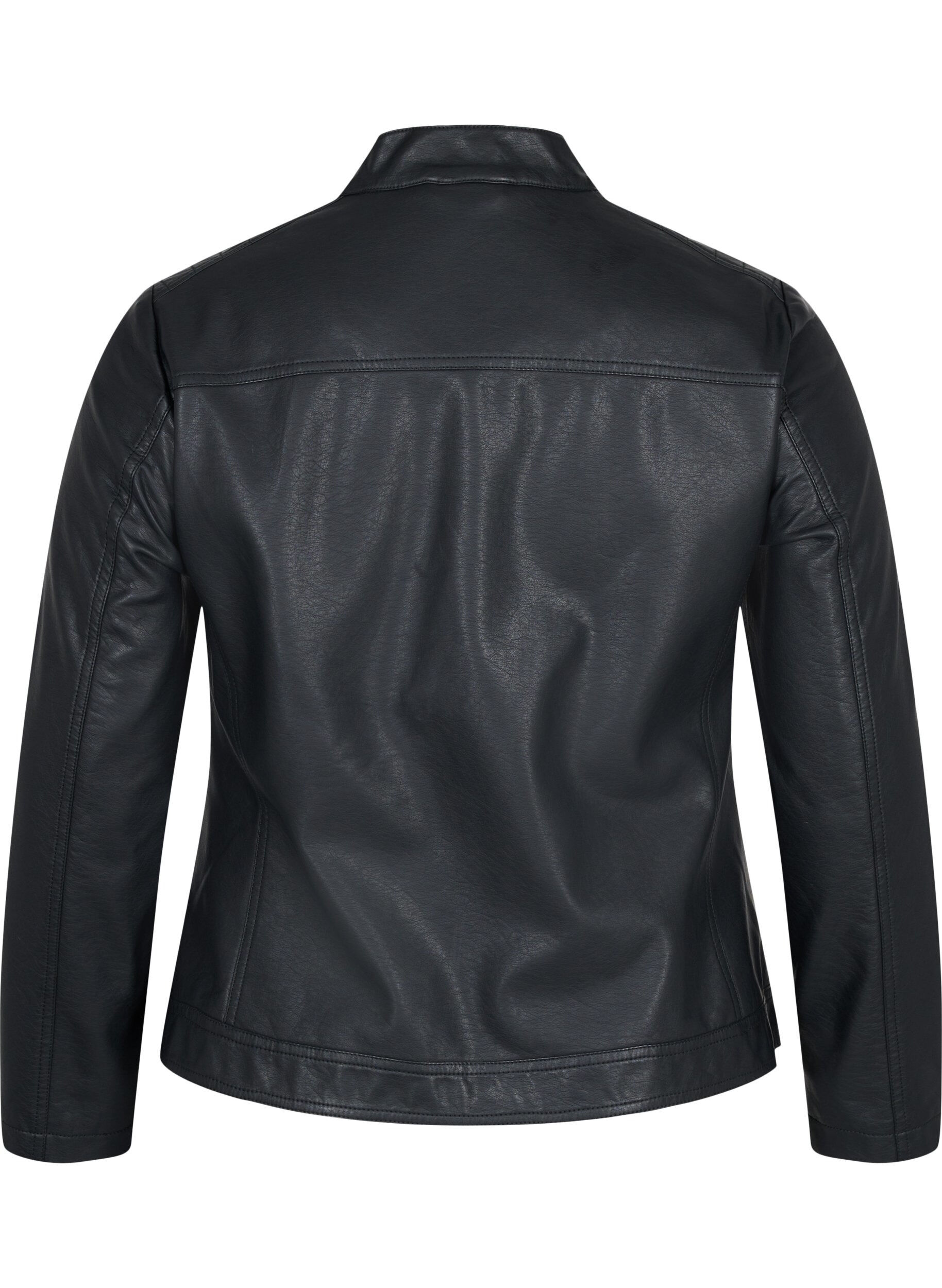 Zizzifashion Faux leather jacket with pockets, Black, Packshot image number 1