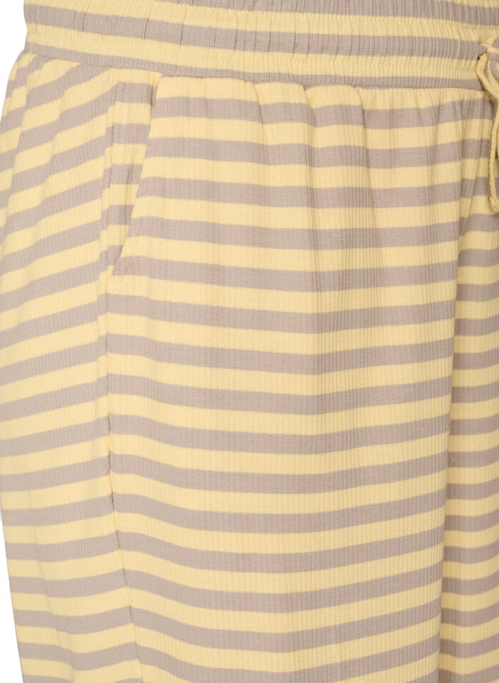 Striped pyjama bottoms with a high waist and wide legs, Yellow, Packshot image number 2
