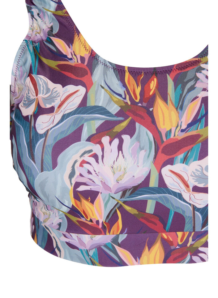 Bikini top with a round neckline, Deep Tropical Print, Packshot image number 2