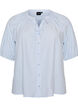 Shirt blouse with button fastening and tie-belt, Light Blue, Packshot image number 0