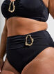 High-waisted Tai bikini briefs with gold detail, Black, Model image number 2