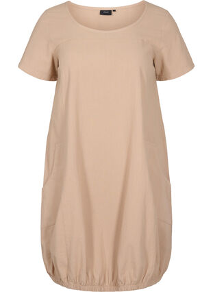 Short-sleeved cotton dress, Light Taupe, Packshot image number 0