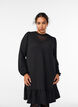 Short textured dress with a ruffle hem, Black, Model image number 0