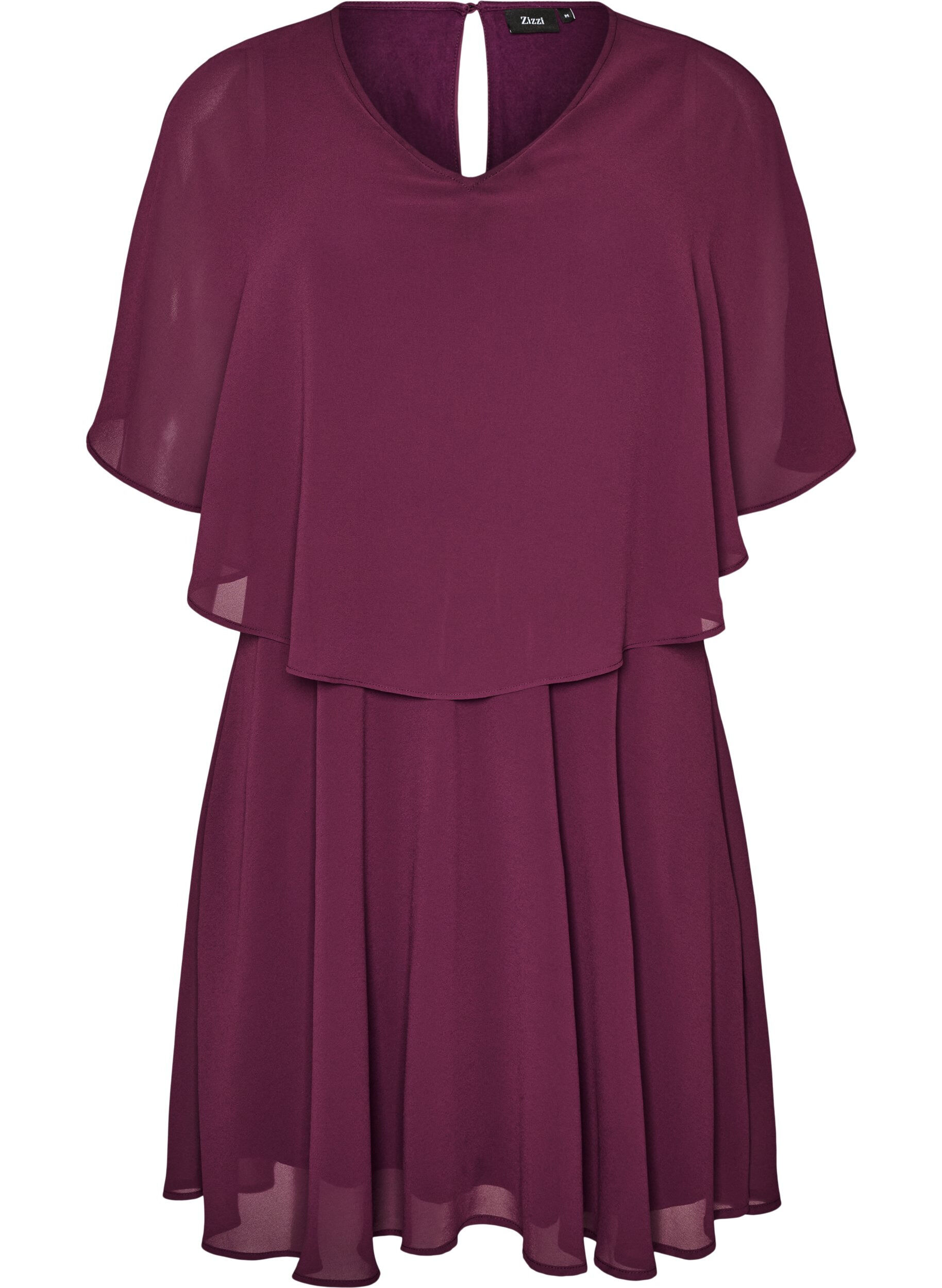 ZizzifashionShort chiffon party dress with layered effect, Red, Packshot image number 0