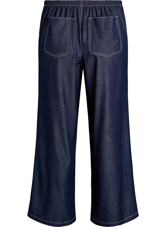 Denim-look trousers with contrast stitching, Blue, Packshot image number 1