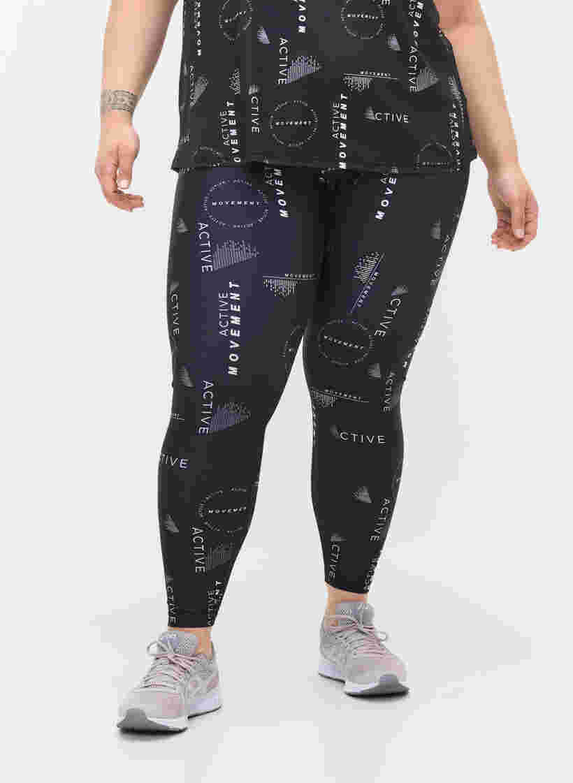 Printed cropped workout tights, Logo AOP, Model image number 2