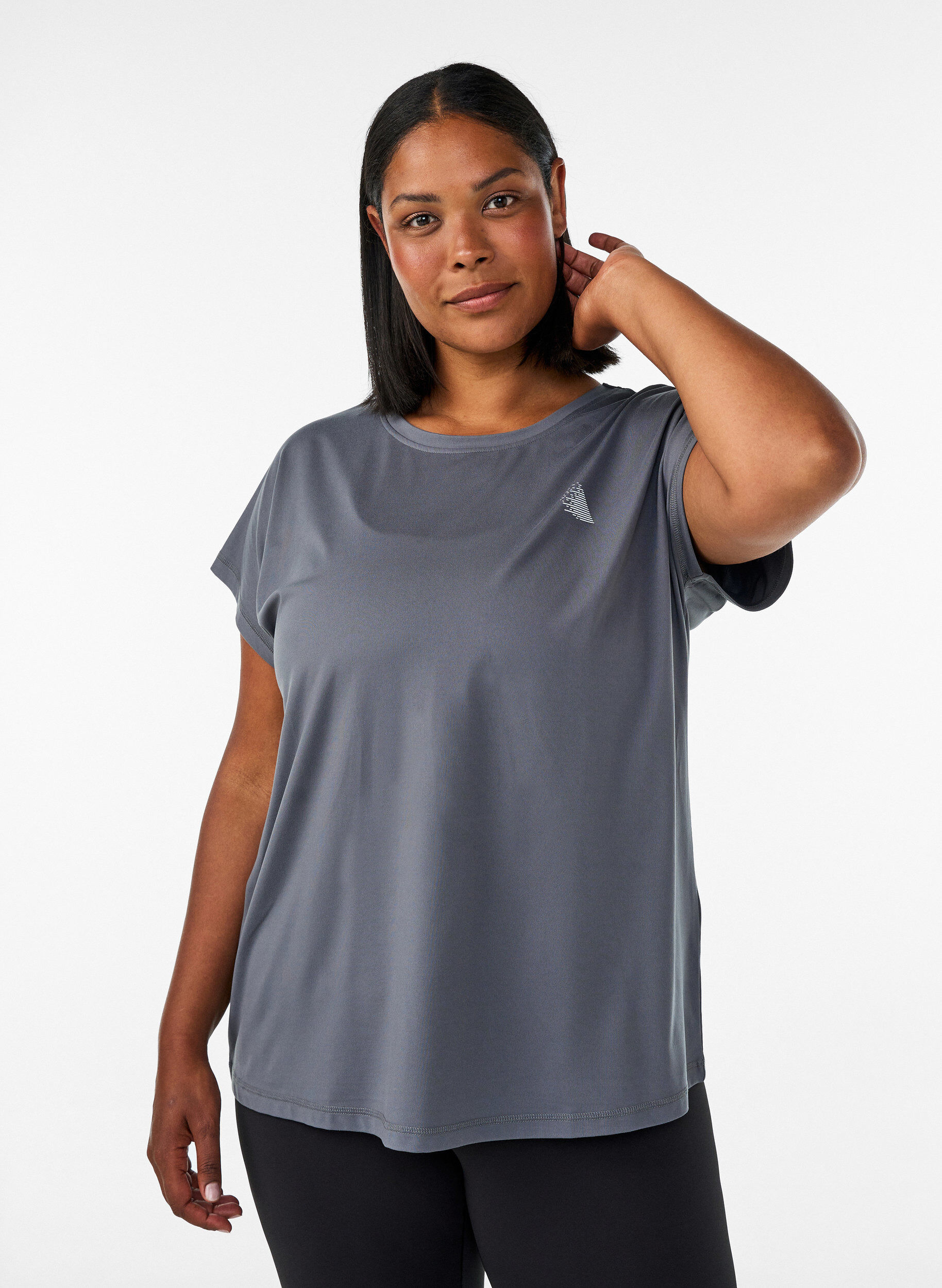 Solid-coloured training T-shirt, Grey, Model