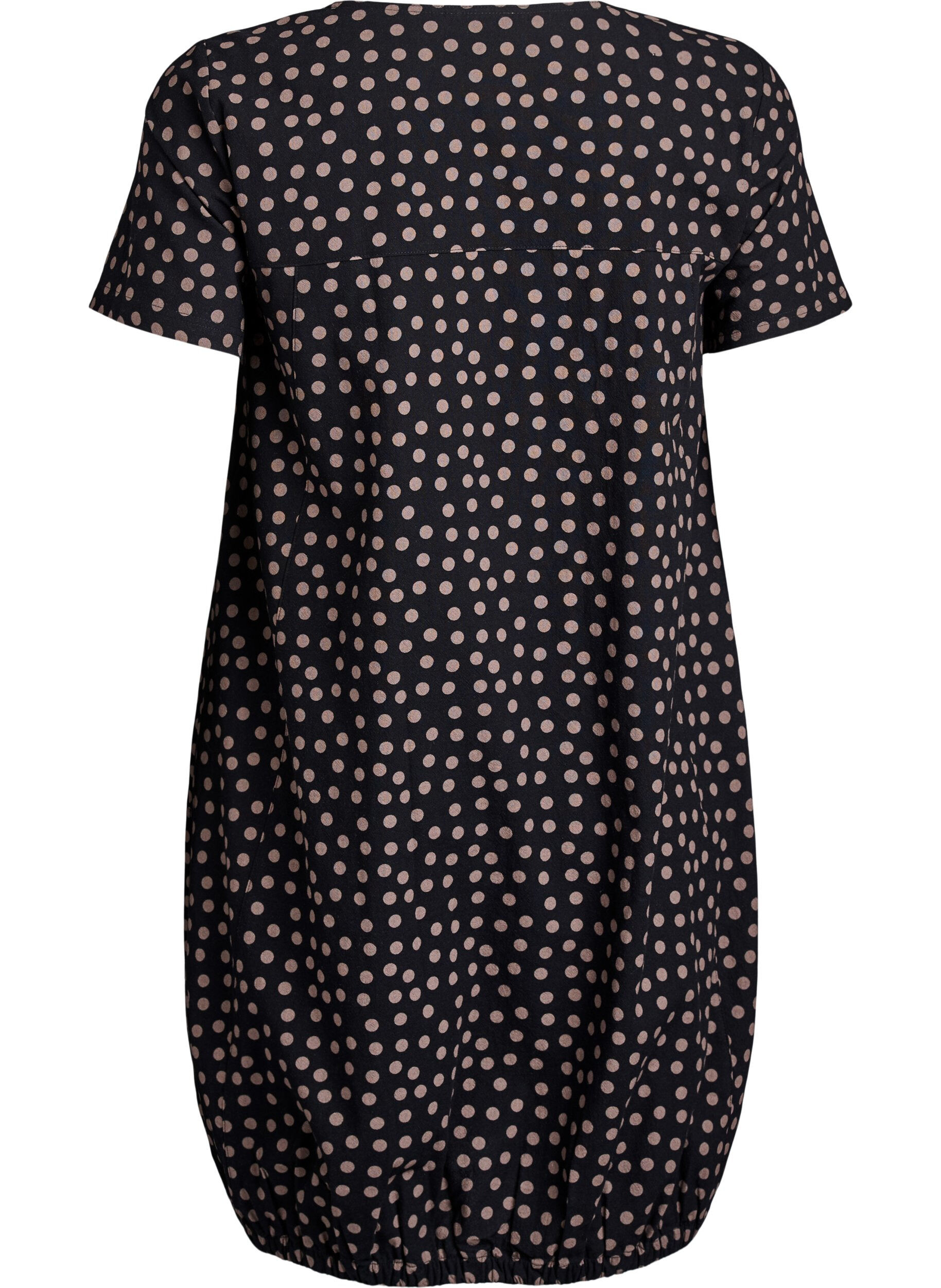 ZizzifashionShort-sleeved cotton dress with print, Brown, Packshot image number 1