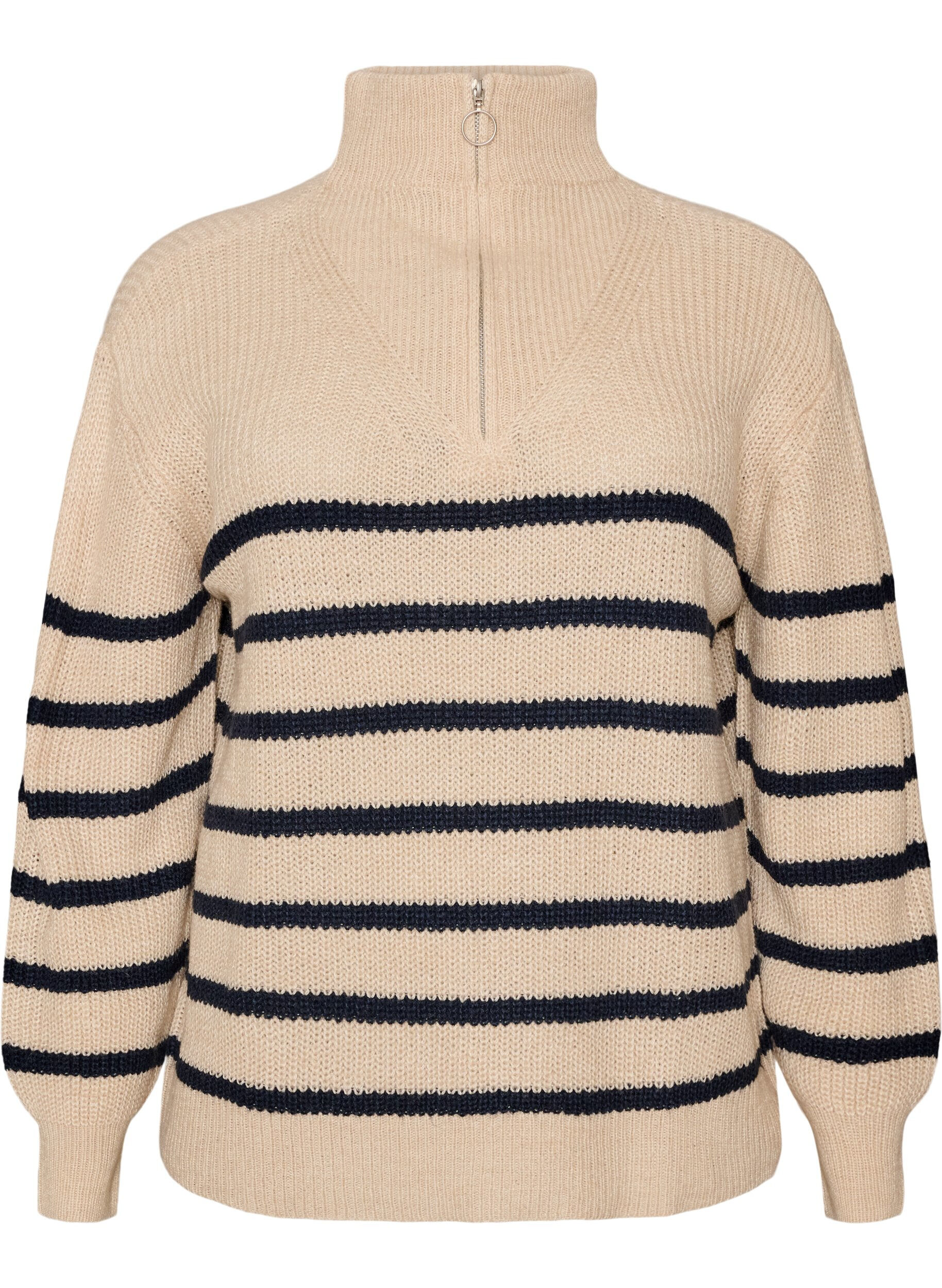 FLASH - Knitted sweater with high neck and zipper