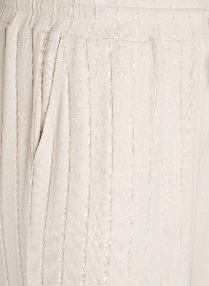Ribbed jersey lounge trousers with a high waist, Beige, Packshot image number 2