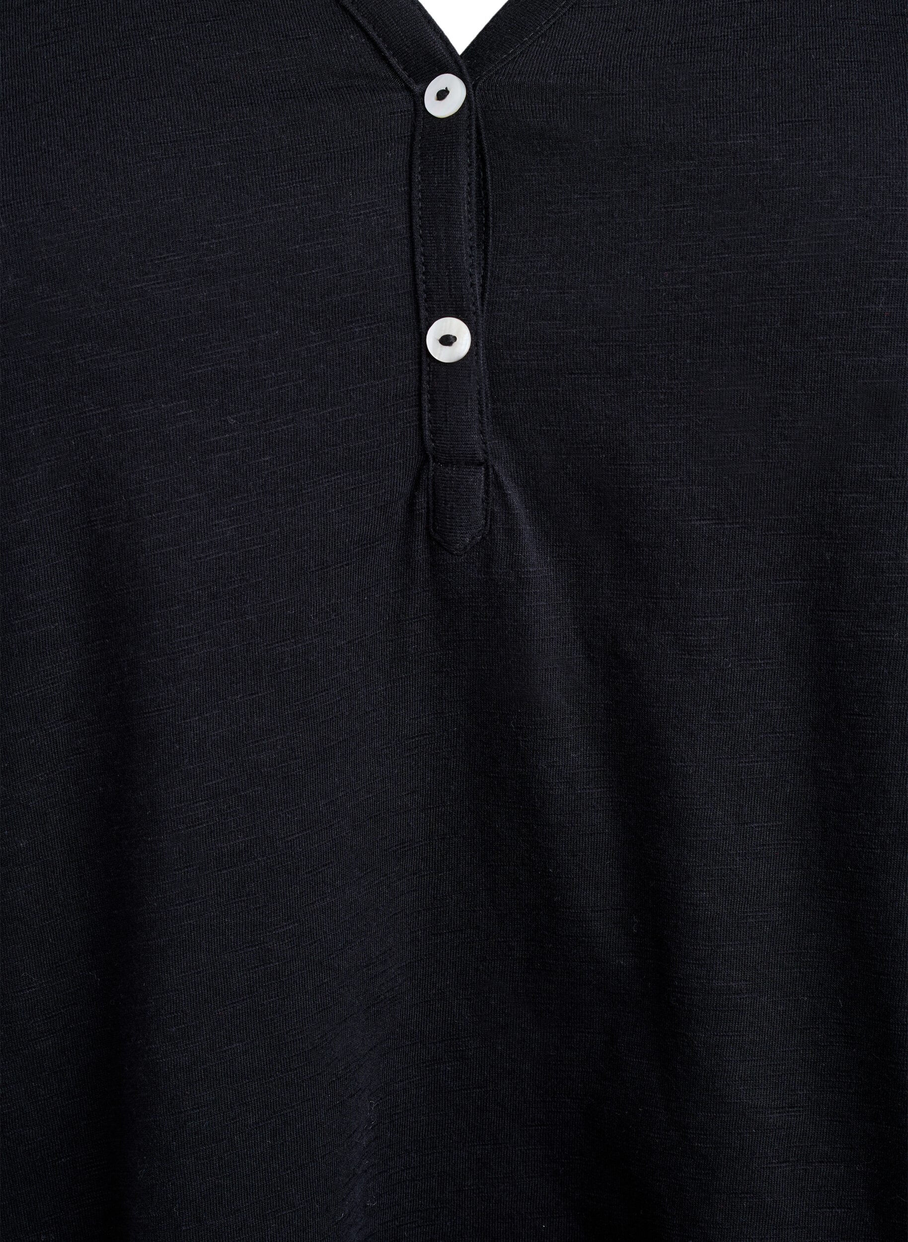 ZizzifashionT-shirt with button detail, Black, Packshot image number 2