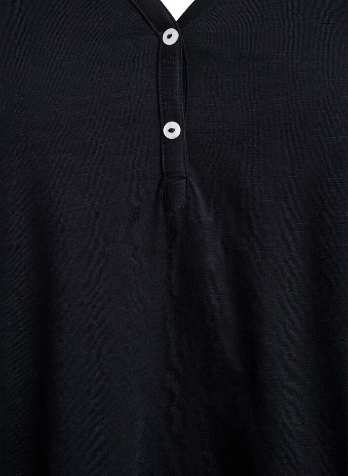 T-shirt with button detail, Black, Packshot image number 2