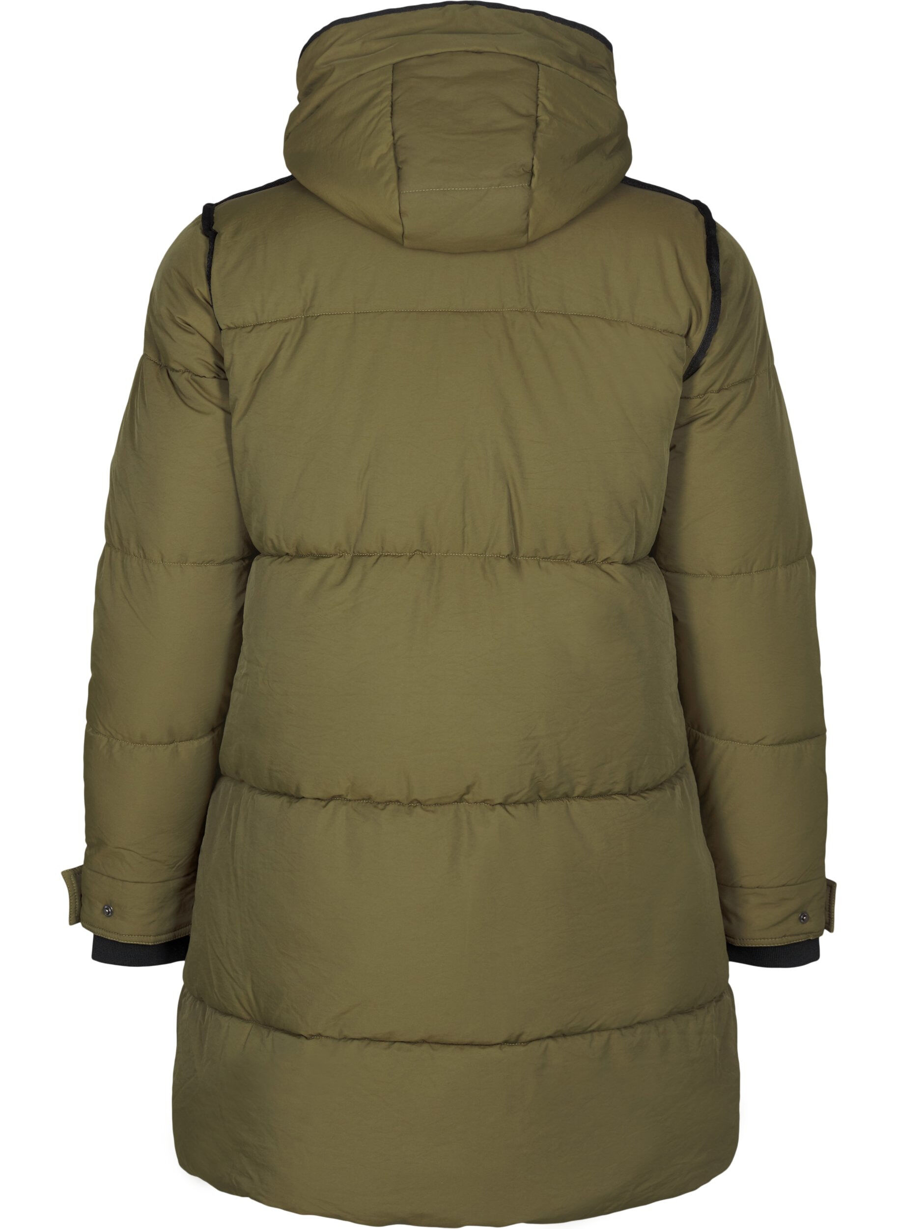 Zizzifashion Puffer jacket with hood and contrast detailing, Green, Packshot image number 1