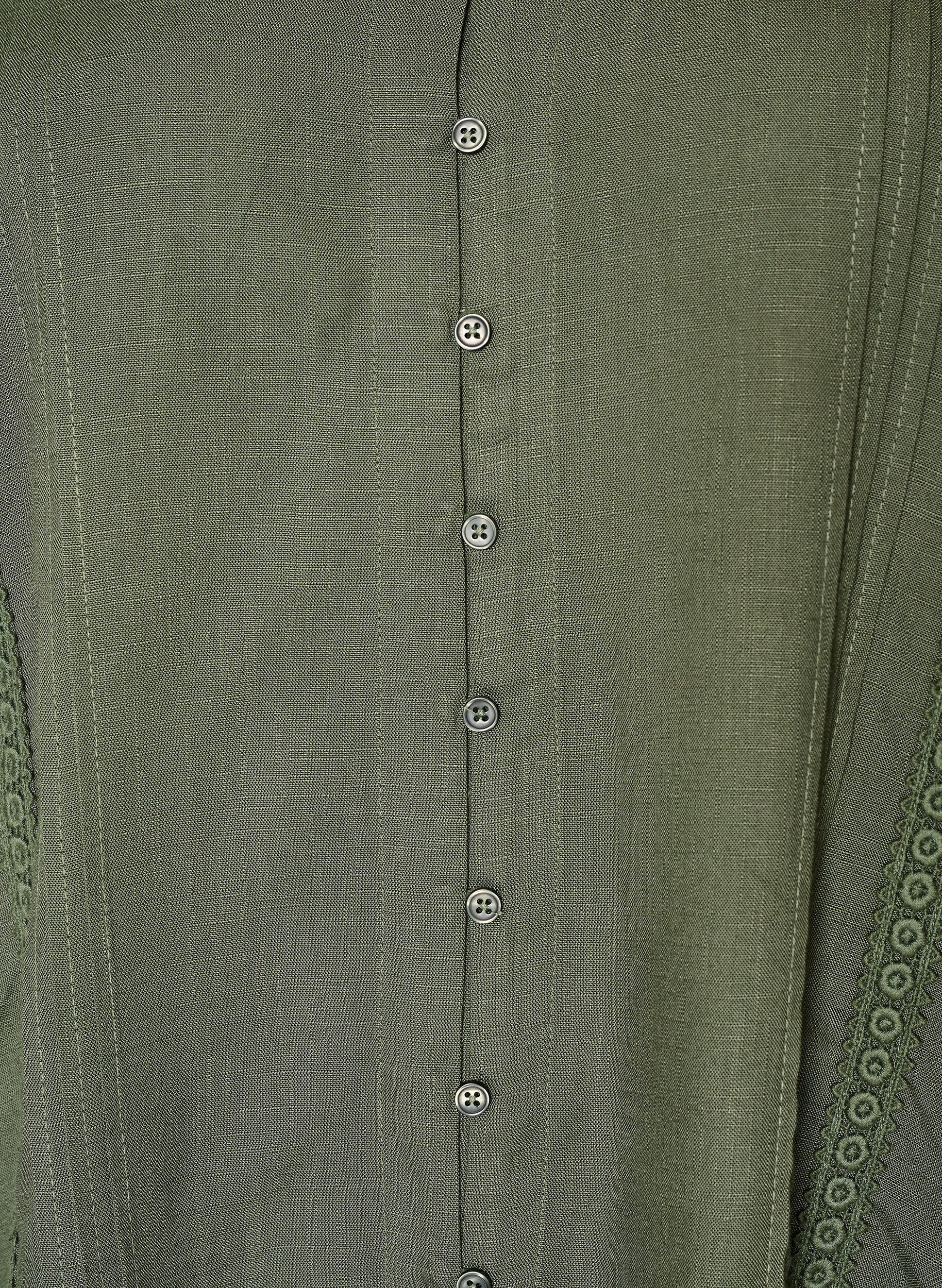 ZizzifashionViscose blouse with crochet trim and buttons, Green, Packshot image number 2