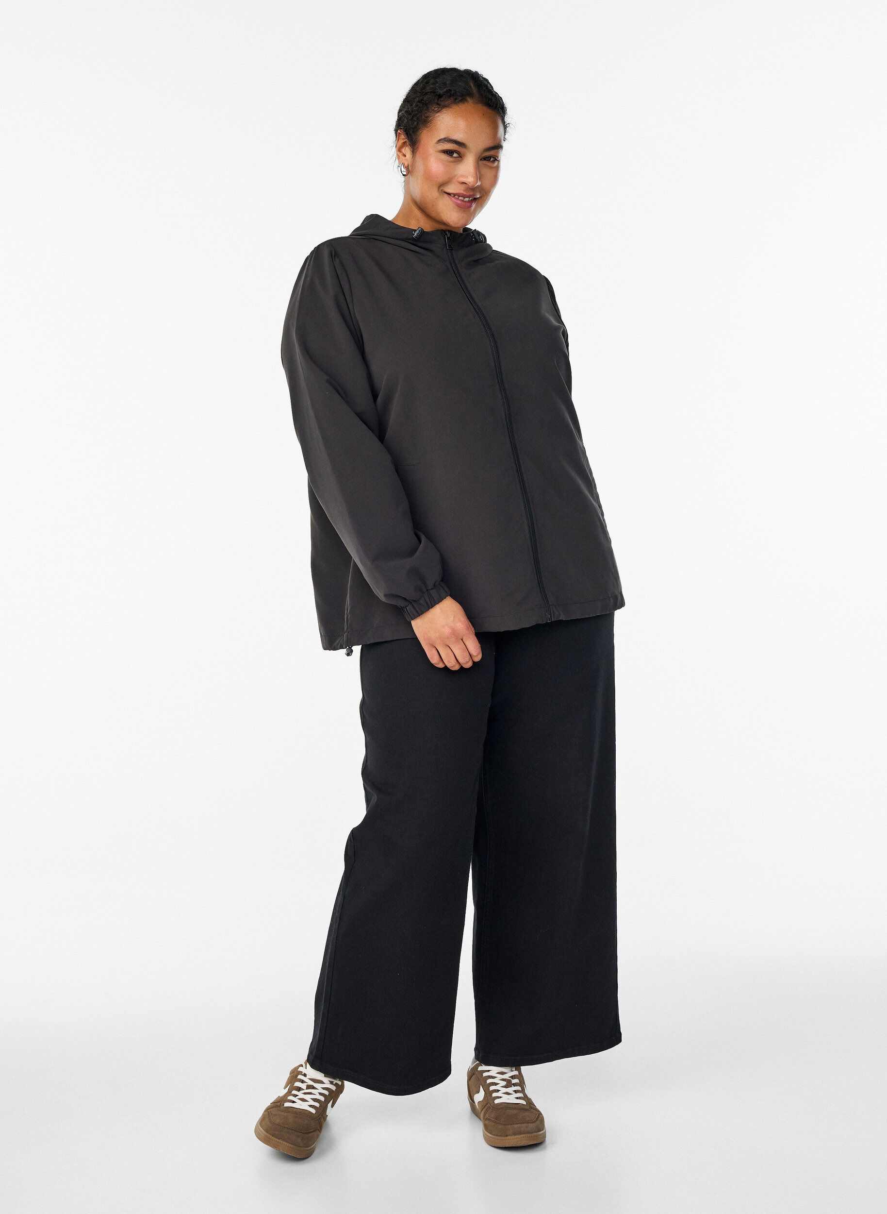 ZizzifashionLightweight jacket with a hood and zipper, Black, Model image number 1