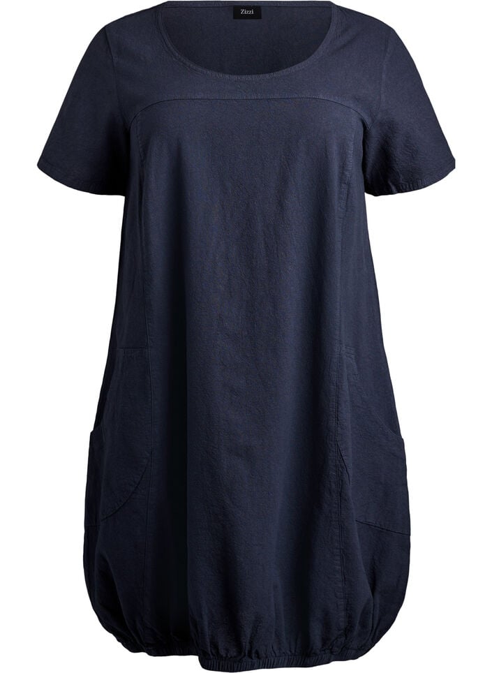 Short-sleeved cotton dress, Blue, Packshot image number 0