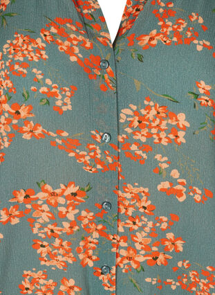 Printed short-sleeved viscose blouse, Balsam Green Flower, Packshot image number 2
