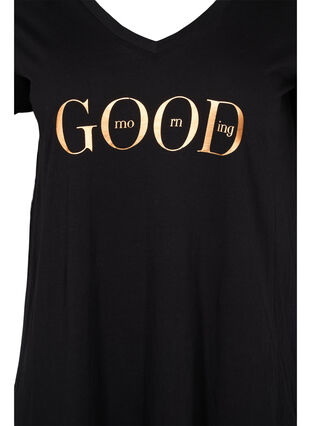 Short-sleeved cotton nightdress with print, Black GOOD, Packshot image number 2