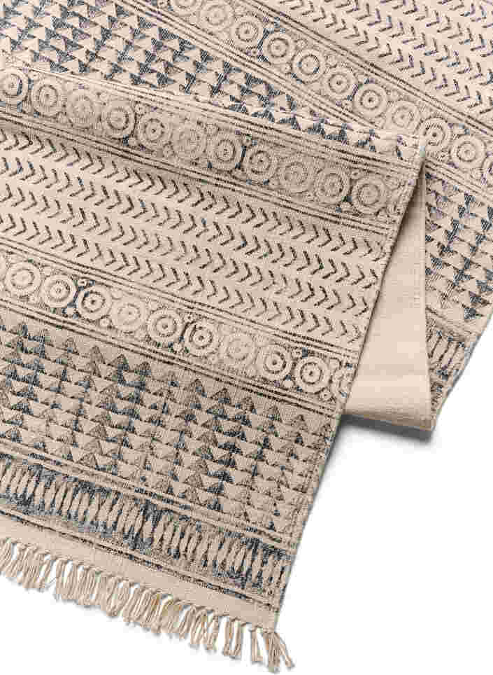 Patterned carpet with fringes, Black/White, Packshot image number 1